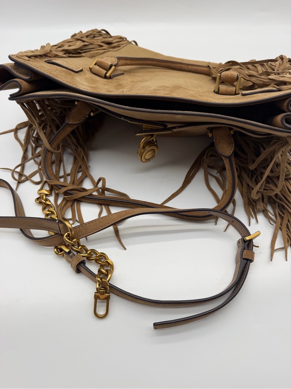 Michael Kors Tan Suede Fringe Tote - Picture 15 of 16